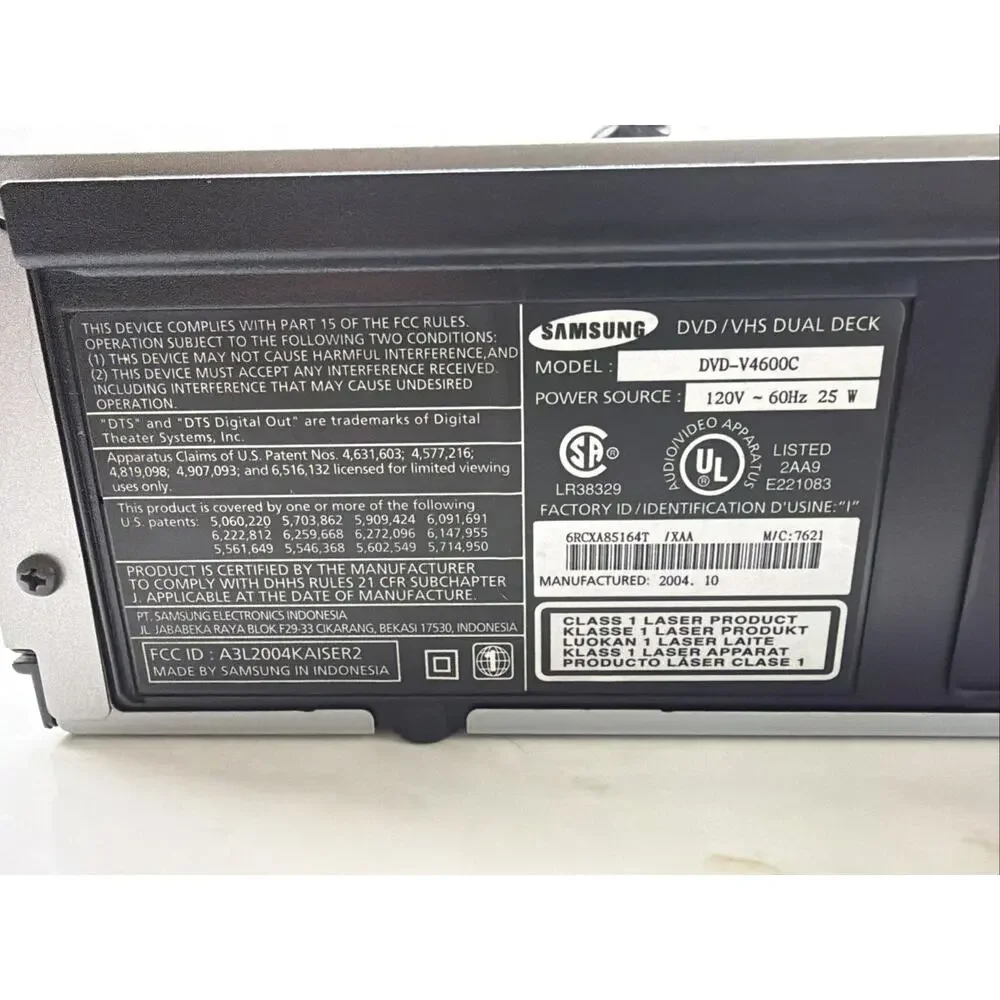 Samsung DVD-V4600C VHS/DVD Combo Player 4-Head Hi-Fi No Remote VHS Works READ